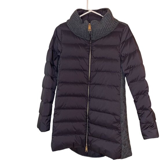 Herno Womens Coat Size 40 Gray Cable Knit Mid Thigh Quilted Pockets Casual - Picture 1 of 14